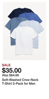 Old Navy Soft-washed crew-neck t-shirt 5-pack for men offer