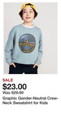 Old Navy Graphic gender-neutral crew-neck sweatshirt for kids offer