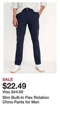 Old Navy Slim built-in flex rotation chino pants for men offer