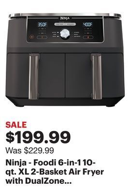Best Buy Ninja - foodi 6-in-1 10-qt. xl 2-basket air fryer with dualzone technology - grey offer