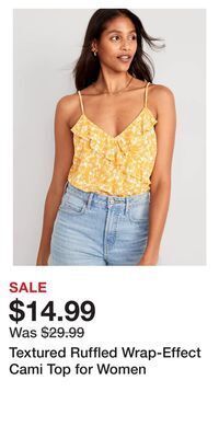 Old Navy Textured ruffled wrap-effect cami top for women offer