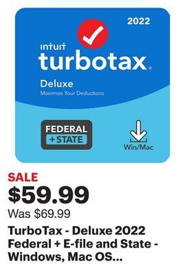 Best Buy Turbotax - deluxe 2022 federal + e-file and state - windows, mac os [digital] offer