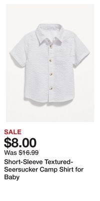 Old Navy Short-sleeve textured-seersucker camp shirt for baby offer