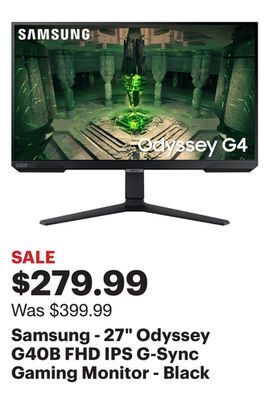 Best Buy Samsung - 27" odyssey g40b fhd ips g-sync gaming monitor - black offer