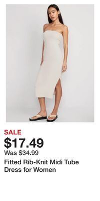 Old Navy Fitted rib-knit midi tube dress for women offer