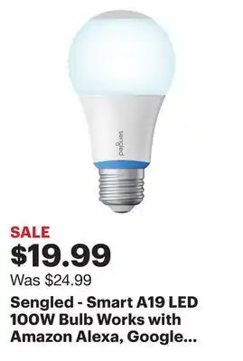 Best Buy Sengled - smart a19 led 100w bulb works with amazon alexa, google assistant & smartthings - daylight offer