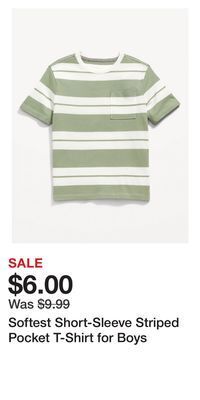 Old Navy Softest short-sleeve striped pocket t-shirt for boys offer