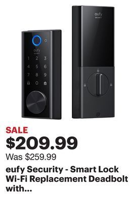 Best Buy Eufy security - smart lock wi-fi replacement deadbolt with app/keypad/biometric access - black offer