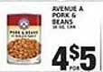 Pioneer Supermarkets Avenue a pork & beans offer