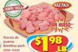 Savers Cost Plus Trocito de puerco boneless pork stew meat offer