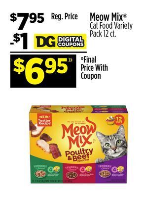 Dollar General Meow mix® cat food variety pack offer