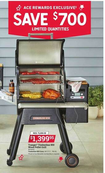 Ace Hardware Traeger timberline 850 wood pellet grill offer
