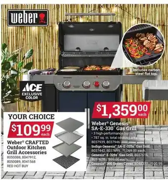 Ace Hardware Weber crafted outdoor kitchen grill accessories weber genesis sa-e-330 gas grill offer