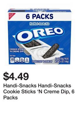 Wegmans Handi-snacks handi-snacks cookie sticks 'n creme dip, 6 packs offer