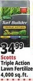 Ocean State Job Lot Scotts triple action lawn fertilizer offer