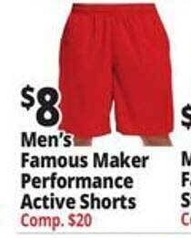Ocean State Job Lot Men's famous maker performance active shorts offer