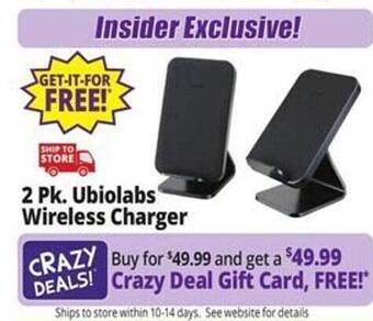 Ocean State Job Lot 2 pk. ubiolabs wireless charger offer
