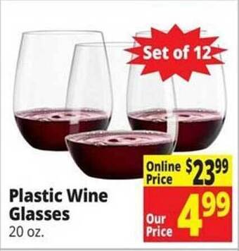 Ocean State Job Lot Plastic wine glasses offer