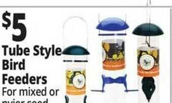 Ocean State Job Lot Tube style bird feeders offer