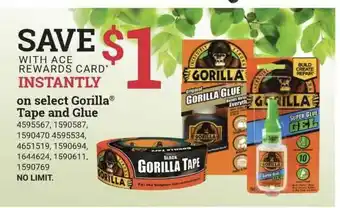 Ace Hardware Gorilla Tape And Glue offer