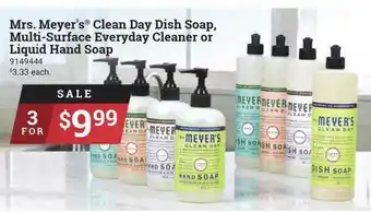 Ace Hardware Mrs. Meye's Clean Day Dish Soap, Multi-surface Everyday Cleaner Or Liquid Hand Soap offer