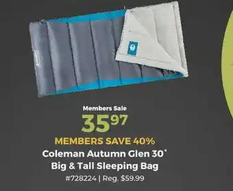 Camping World Coleman Autumn Glen 30° Big & Tall Sleeping Bag offer