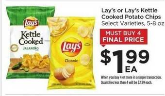 Food 4 Less Lay's Or Lay's Kettle Cooked Potato Chips offer