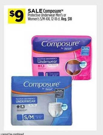 Dollar General Composure protective underwear men's or women's offer