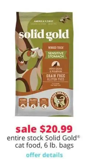 Pet Smart Solid Gold Cat Food, 6 Lb. Bags offer