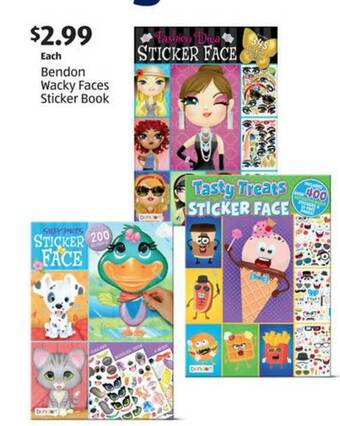 Aldi Bendon Wacky Faces Sticker Book offer