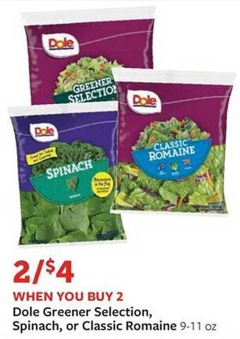 Fareway Dole greener selection, spinach, or classic romaine offer