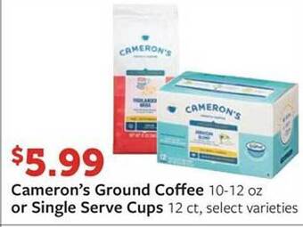 Fareway Cameron's ground coffee or single serve cups offer