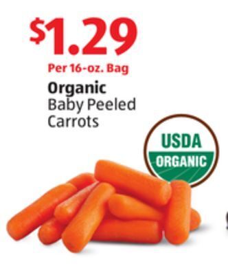 Aldi Organic baby peeled carrots offer