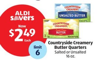 Aldi Countryside creamery butter quarters offer