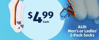 Aldi Aldi men's or ladies' 2-pack socks offer