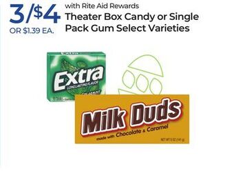 Rite Aid Theater box candy or single pack gum select varieties offer