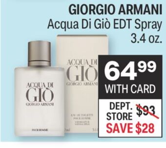 CVS Giorgio armani acqua di giò edt spray 3.4 oz. offer