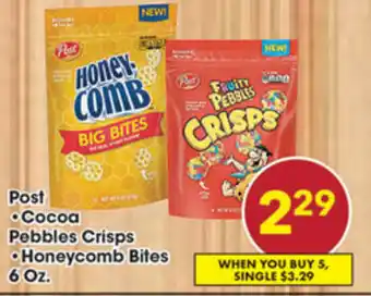 Post Cocoa Pebbles Crisps, Honeycomb Bites 6 oz