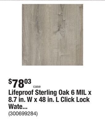 The Home Depot Lifeproof sterling oak 6 mil x 8.7 in. w x 48 in. l click lock waterproof luxury vinyl plank flooring (20.1 sqft/case) offer