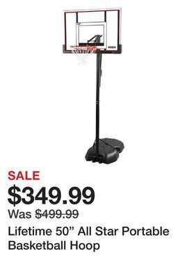 Dick's Sporting Goods Lifetime 50" all star portable basketball hoop offer
