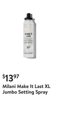Walmart Milani make it last xl jumbo setting spray offer
