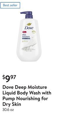 Walmart Dove deep moisture liquid body wash with pump nourishing for dry skin offer