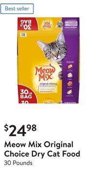 Walmart Meow mix original choice dry cat food offer