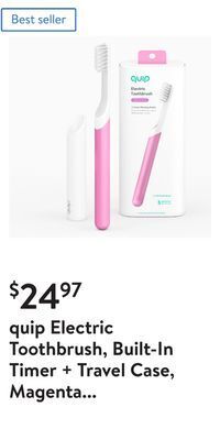 Walmart Quip electric toothbrush, built-in timer + travel case, magenta plastic offer