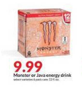 Hy-Vee Monster or java energy drink offer