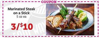 Fareway Marinated steak on a stick offer