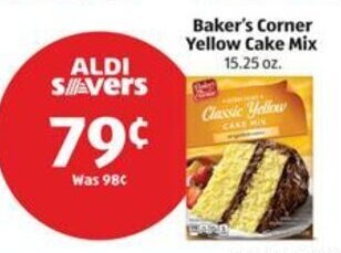 Aldi Baker's Corner Yellow Cake Mix 15.25 oz offer