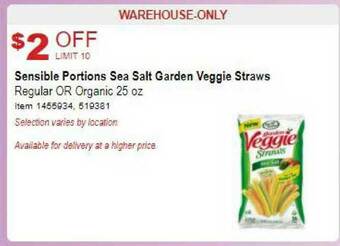 Costco Sensible Portions Sea Salt Garden Veggie Straws offer