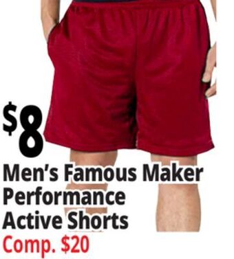 Ocean State Job Lot Men's famous maker performance active shorts offer