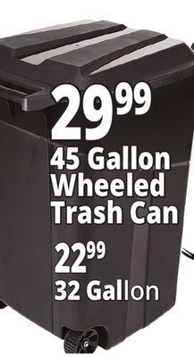 Ocean State Job Lot 45 gallon wheeled trash can offer